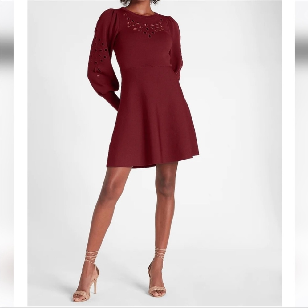 Express Eyelet Lace Fit and Flare Sweaterdress - Size L